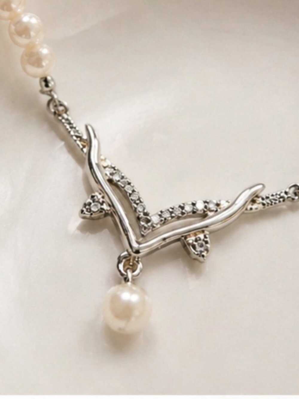 Elegant Pearl Necklace Silver Pendant | Minimalist Classic Jewelry | Adjustable